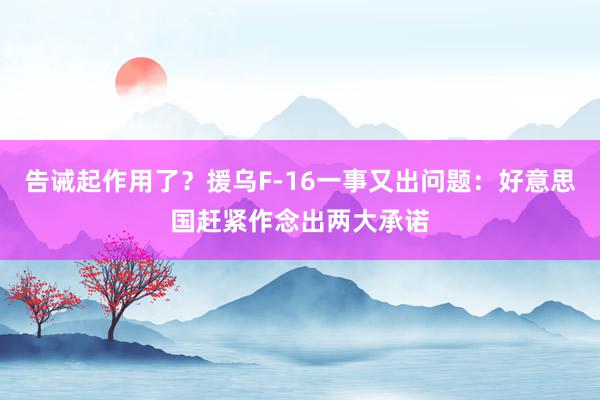 告诫起作用了？援乌F-16一事又出问题：好意思国赶紧作念出两大承诺