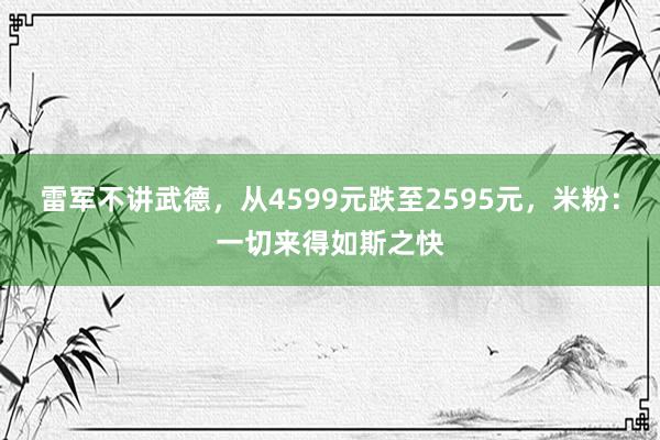 雷军不讲武德，从4599元跌至2595元，米粉：一切来得如斯之快