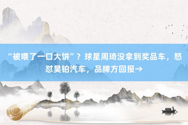 “被喂了一口大饼”？球星周琦没拿到奖品车，怒怼昊铂汽车，品牌方回报→