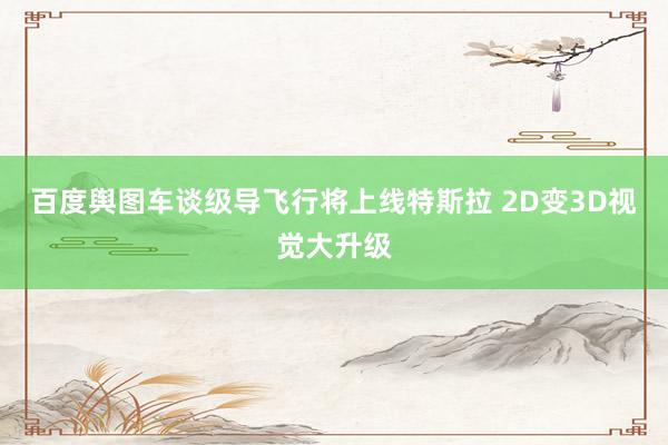 百度舆图车谈级导飞行将上线特斯拉 2D变3D视觉大升级