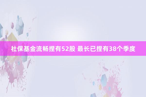 社保基金流畅捏有52股 最长已捏有38个季度