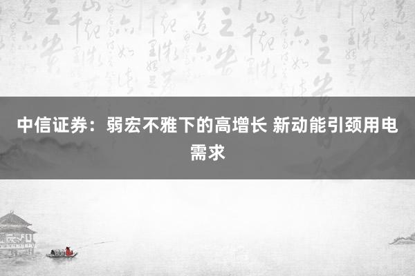 中信证券：弱宏不雅下的高增长 新动能引颈用电需求