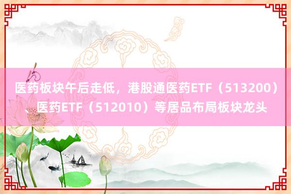 医药板块午后走低，港股通医药ETF（513200）、医药ETF（512010）等居品布局板块龙头