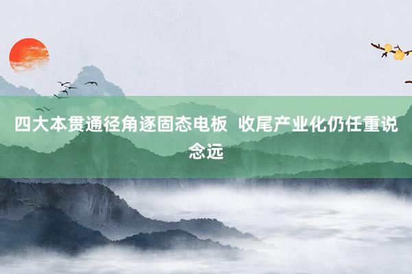 四大本贯通径角逐固态电板  收尾产业化仍任重说念远