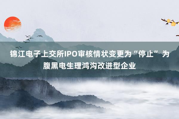 锦江电子上交所IPO审核情状变更为“停止” 为腹黑电生理鸿沟改进型企业