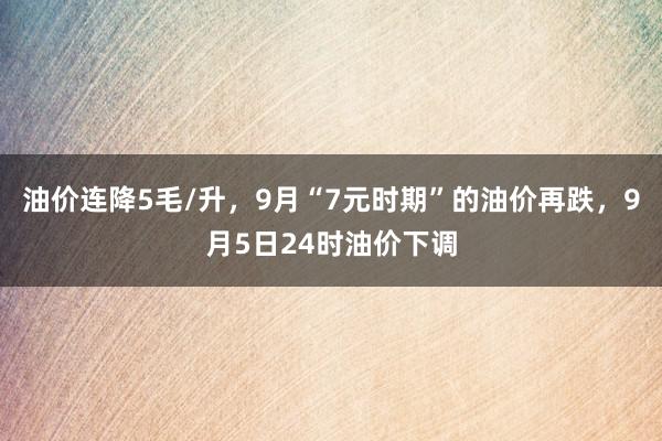 油价连降5毛/升，9月“7元时期”的油价再跌，9月5日24时油价下调